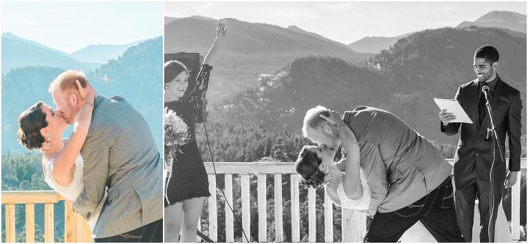Estes Park wedding photography, YMCA of the Rockies, first kiss